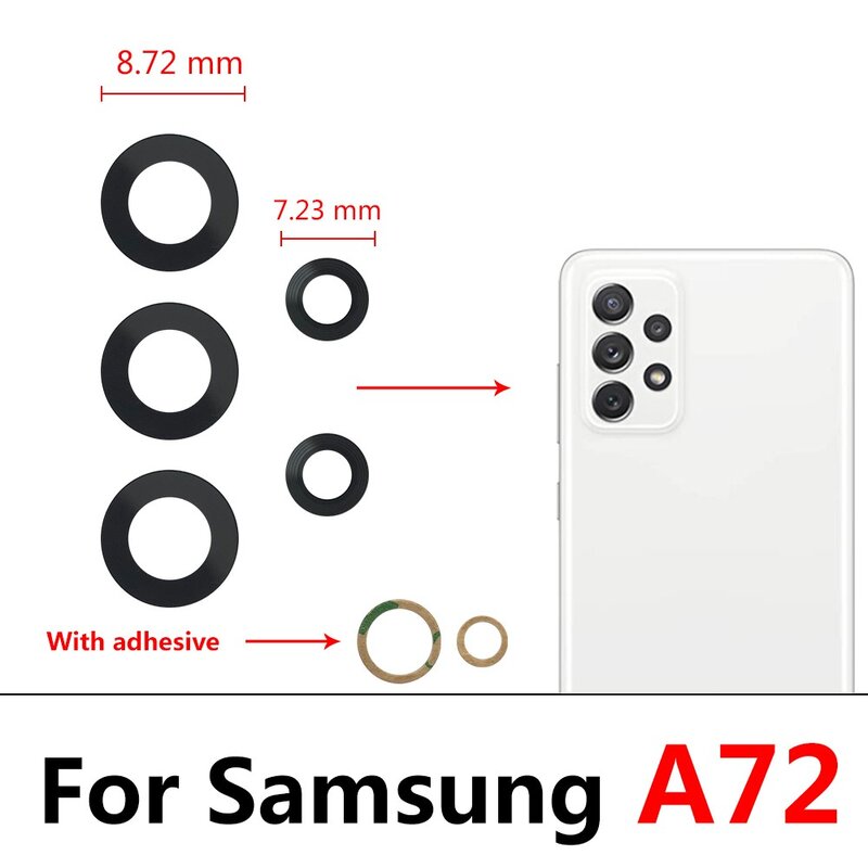Lentille en verre de caméra arrière pour Samsung, remplacement de couvercle d'appareil photo, S22 Plus Ultra, S21 Fe, A33, A53, A73, A52, A72, A03 Core, M32