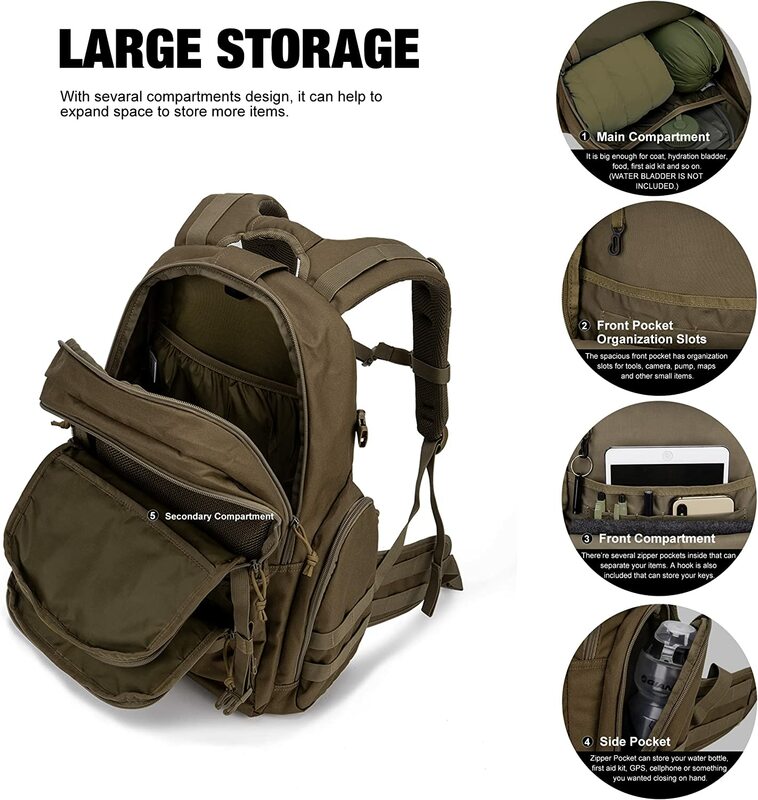 Mardingtop 40L Tactical Backpack, Molle Daypack for Hiking Military Motorcycle Traveling