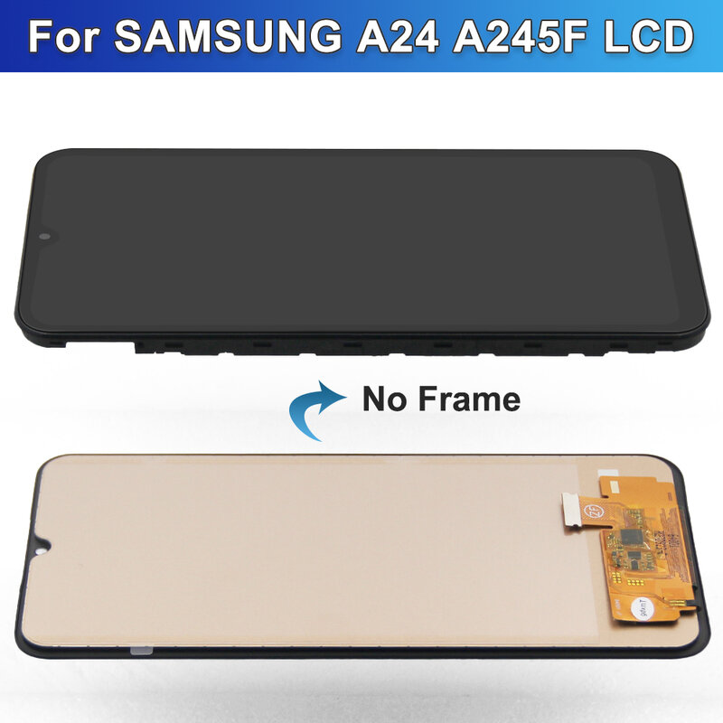 Pantalla LCD con marco para móvil, montaje de digitalizador táctil para Samsung A24, 4G, A245B