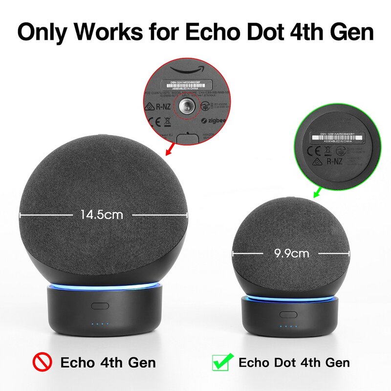 GGMM-Base de Bateria Portátil para Amazon Alexa Smart Speaker, Original, Feito para Echo Dot, 4ª e 5ª Geração, D4, D5