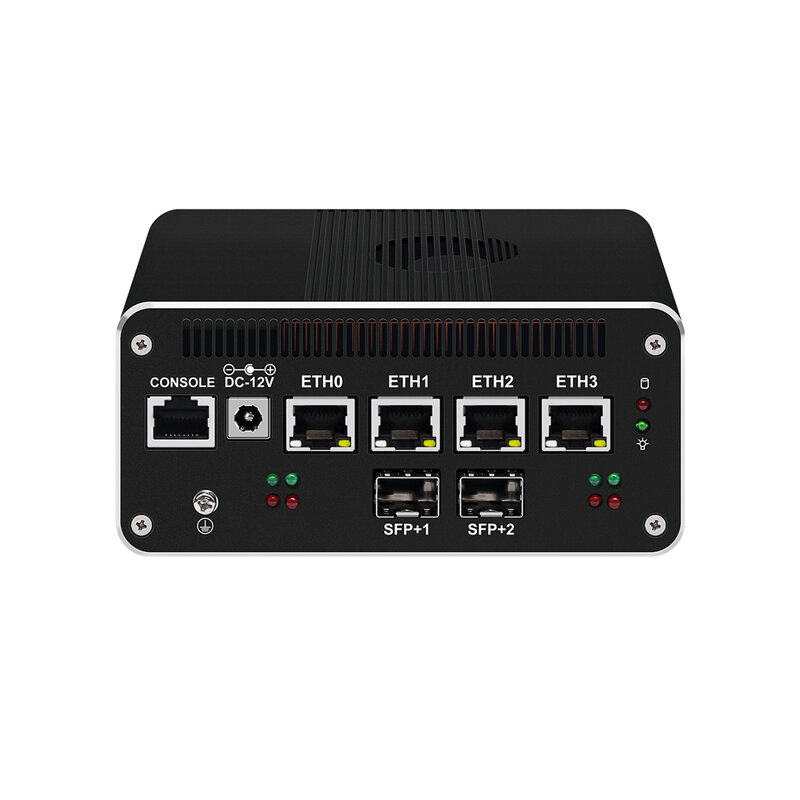 HUNSN alat Micro Firewall, PC Mini, Router PC,U300E/Gold 8505/I5 1240P,RJ50f,4 x 2.5GbE I226-V, 2SFP + optik 10Gbe 82599ES