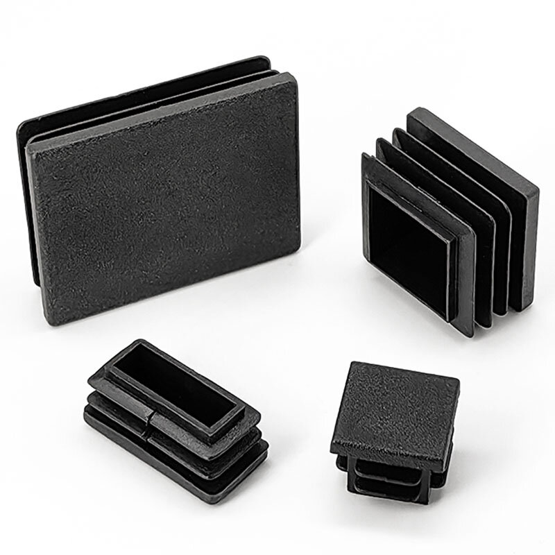 1/4/10 buah plastik persegi hitam tutup ujung Blanking tabung sisipan pipa Plug Bung 10x10 ~ 100x200mm