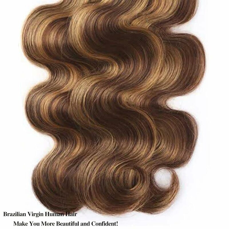 P4/27 bundel rambut manusia Highlight bundel gelombang tubuh rambut manusia 18 20 22 inci bundel gelombang rambut manusia tubuh Ombre coklat