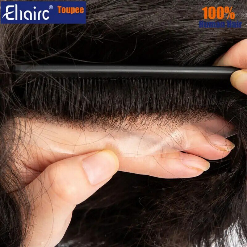 Dijual Australia-lapisan ganda rambut pria prostesis renda PU rambut, Wig pria bernapas 100% rambut manusia alami rambut palsu untuk pria
