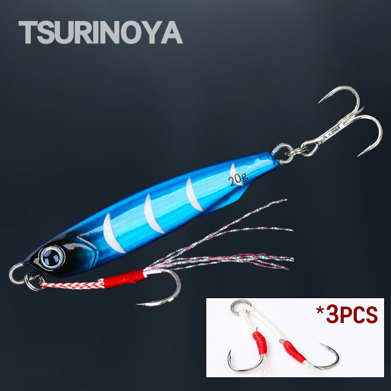 TSURINOYA-Bait Metal Jig para pesca costeira, Long Casting Lure, pesca marítima costeira, Hard Bass Jigging Tackle, 20g, 30g, 40g