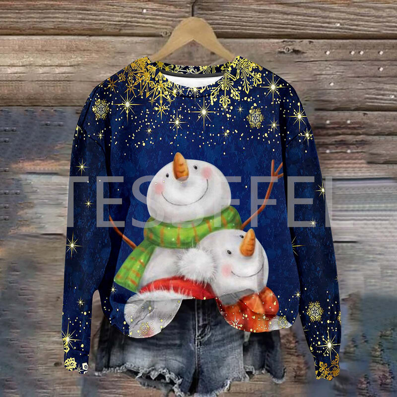 NewFashion kaus sweter katun Kartun Natal musim dingin sweter lengan panjang Retro Pullover 3DPrint Streetwear kasual Harajuku A9