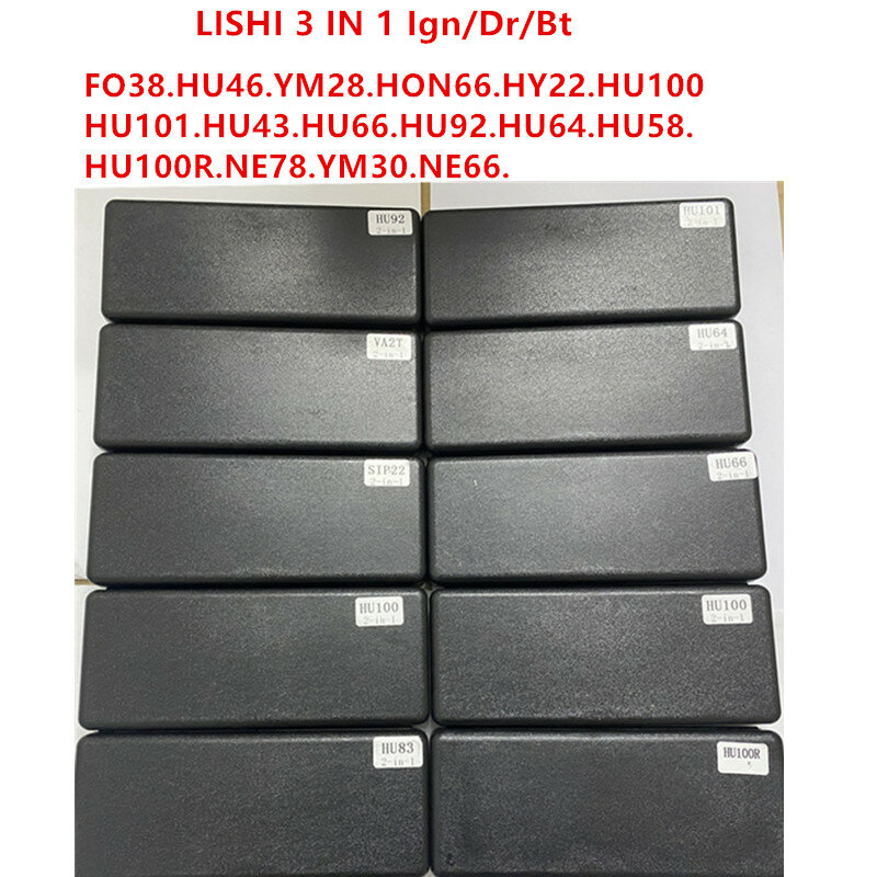LISHI 3ใน1เครื่องมือ FO38 HU46 YM28 HON66 HY22 HU100 HU101 HU43 HU66 HU92 HU64 HU58 HU100R NE78 YM30 NE66 Lishi 2 IN 1เครื่องมือ