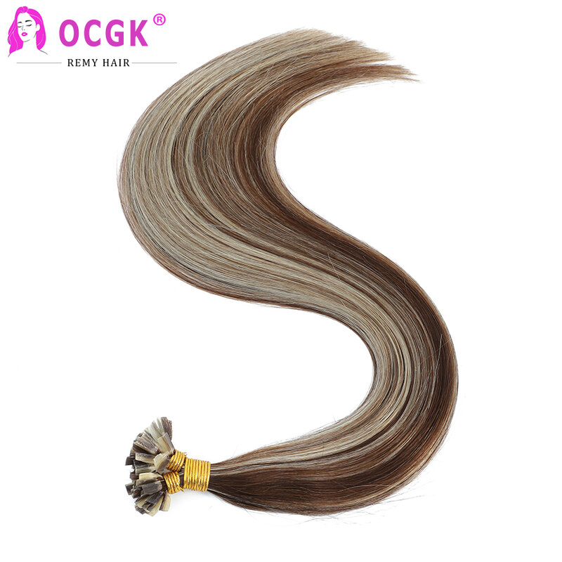 V ponta extensões de cabelo humano queratina reta remy cabelo humano pré ligado fusão extensões de cabelo humano marrom escuro loira