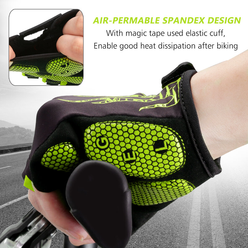 MOREOK-guantes de bicicleta con almohadilla de Gel de 5MM para hombre y mujer, guantes transpirables antideslizantes para ciclismo de carretera