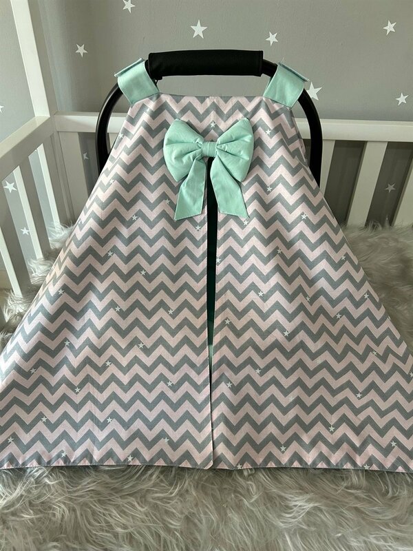 Handmade Zigzag Pattern Design Stroller Cover and Stroller Cushion