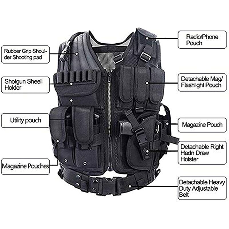 Tactical Vest Outdoor Ultra-Light Breathable Training Vest Adjustable for Adults