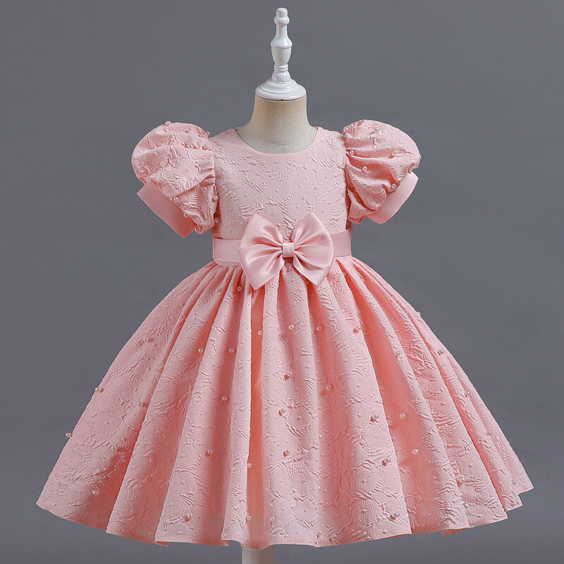 فستان الأميرة للفتاة الصغيرة ، تصميم زهرة ، فستان أرجواني مع القوس ، لأداء البيانو