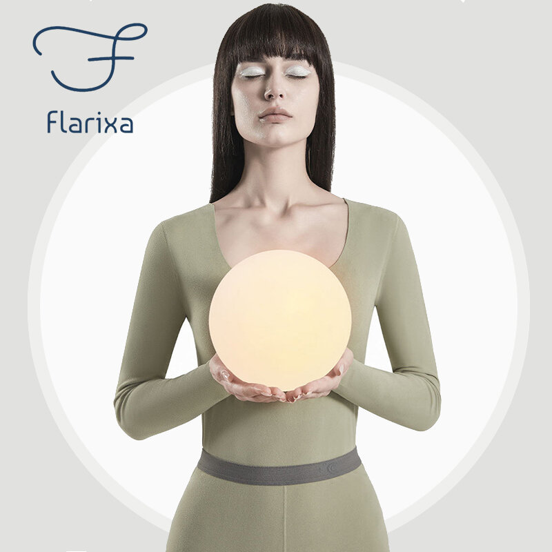 Flarixa-シームレスな女性の下着セット,熱のランジェリー,暖かいスーツ,冬のパンツ