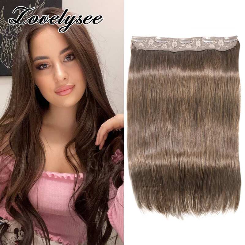 14"-28" Clip in Hair Extensions One Piece 5 Clips Brazilian Straight Natural Color 100% Real Human Hair 16 Colors Available