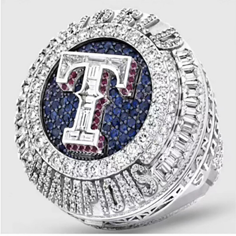 The latest 2023 baseball championship ring, split design, rotating flip cover. Ranger Ring