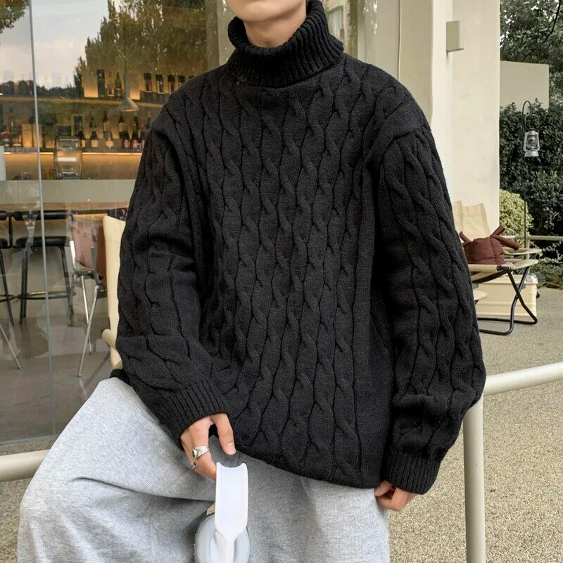 Winter Turtleneck Sweater Men Knitted Thick Warm Pullover Mens Warm Solid Color Loose Casual Sweaters Male Daily Clothing  5XL