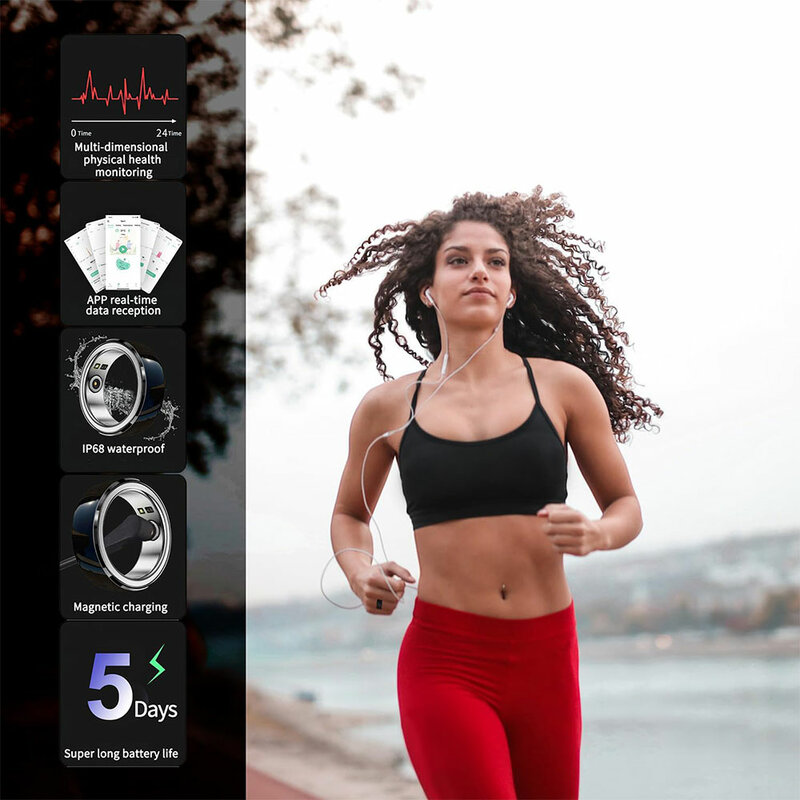 Wielofunkcyjny wymiarowy Monitoring zdrowia nowy urządzenie do noszenia na ciele w czasie rzeczywistym odbiór danych App IP68 wodoodporny inteligentny pierścień