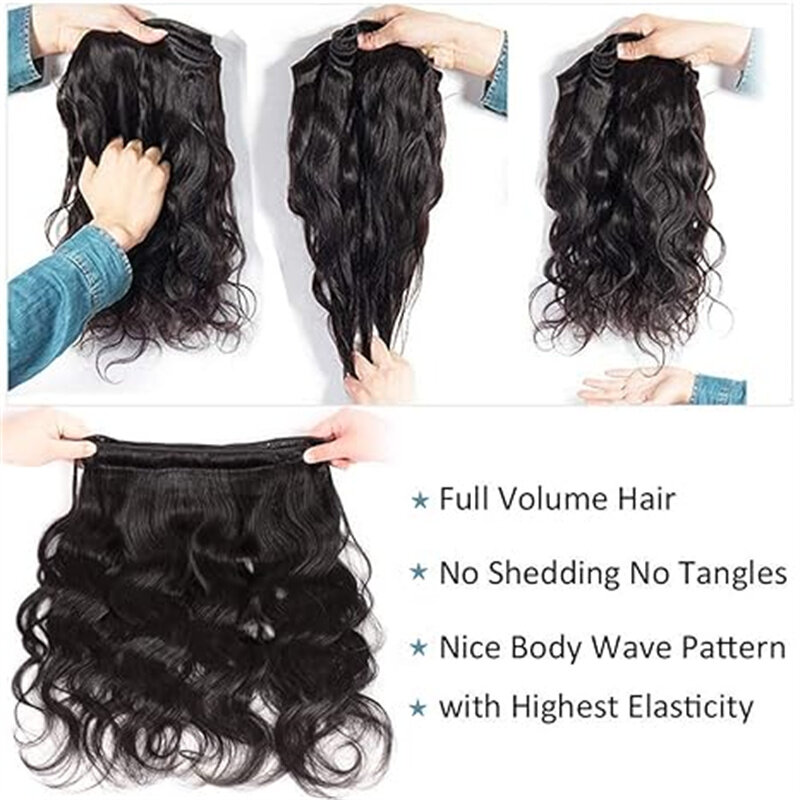 Natural Body Wave Bundles, extensões de cabelo humano, 100% cabelo natural, 1 pacote, 3 pacote, 28 em, 30 em, 32 em, 34 em, 36 em, 40 em, 50g