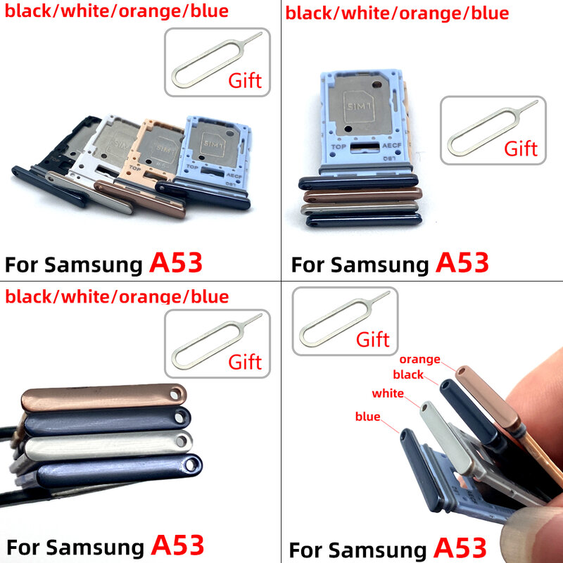 1 unidad de ranura para tarjeta SIM, adaptador de soporte de bandeja de tarjeta SIM Dual para Samsung A53, piezas de reparación de teléfono