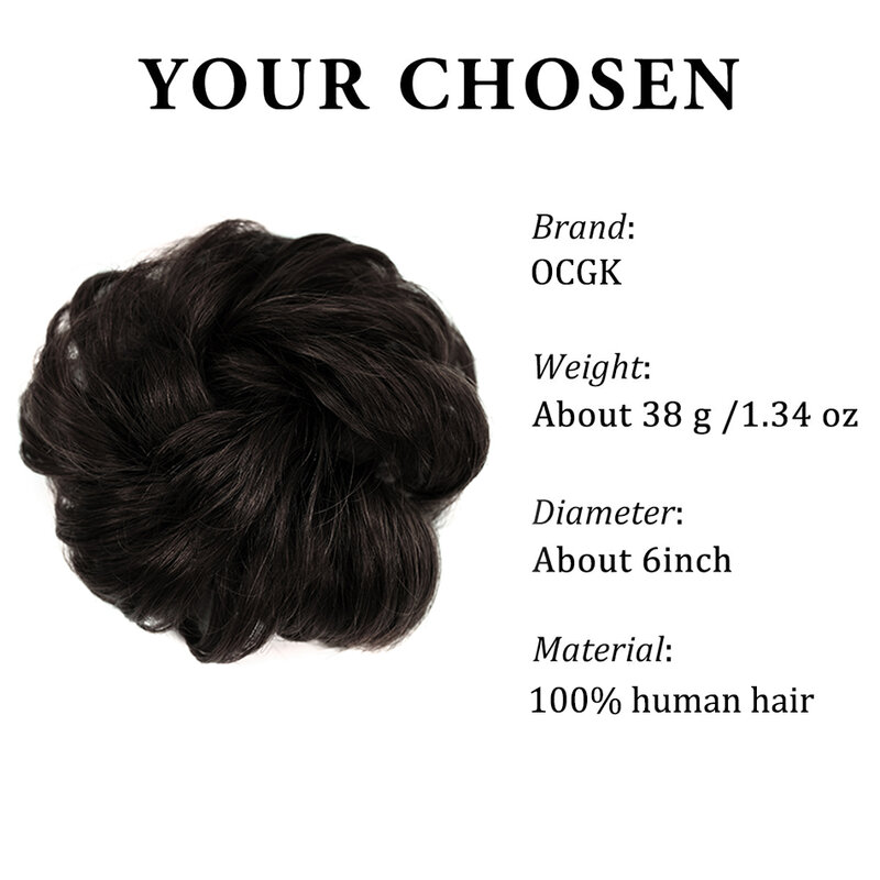 Human Hair Bun Extensions Messy Curly Elastic Scrunchies Hairpieces 100% Real Hair Chignon Donut Updo Hair Pieces For Women