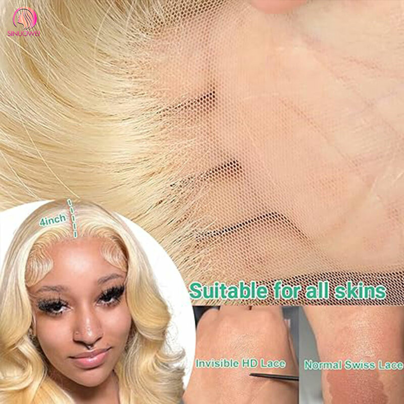 Honey Blonde Hair Wig 613 Body Wave Transparent Lace Front Wig 180% Remy Body Wave 13x4 Lace Front Wig For Women