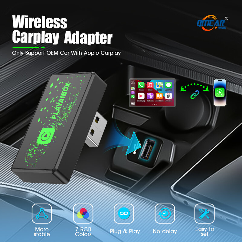Adaptateur Carplay sans fil pour iPhone, Audi, Benz, Honda, Ford, Haval, Chery, Volvo, Hyundai, Chevrolet, Porsche, VW, Jeep, Mazda, Kia, Honda