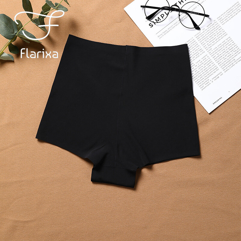 Flarixa-pantalones cortos de seguridad sin costuras para mujer, Bóxer transpirable de cintura media, con falda, de seda de hielo