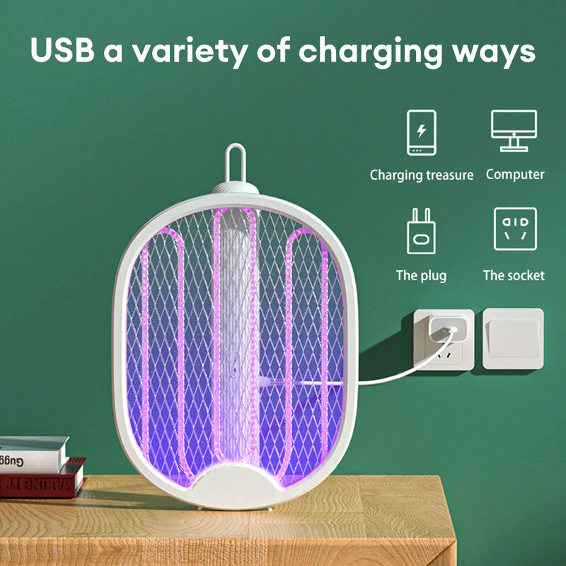 Складная электрическая ловушка для комаров Ловушка для мух USB перезаряжаемая с фиолетовым светом Ловушка для насекомых Анти-москитное устройство