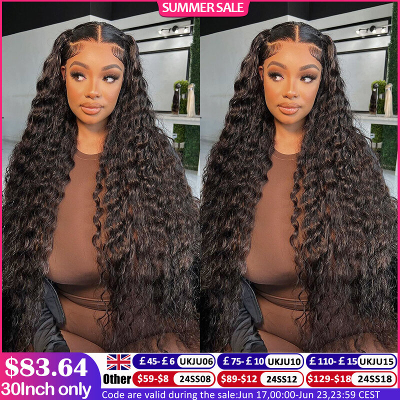 Deep Wave Frontal Wig 13x6 HD Lace 30 Inch Curly Lace Front Human Hair Wig For Women 4x4 6x6 Lace Closure Wig Glueless Human Wig