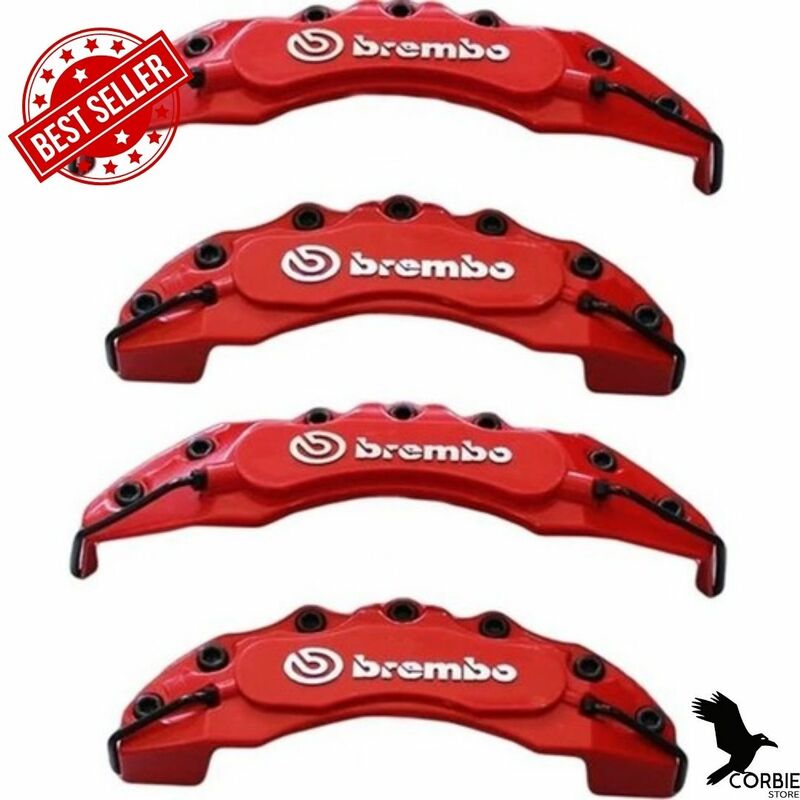 Brake Disc Caliper Cover Set of 4 with Oil Hose Red Compatible with Mercedes Vehicles
