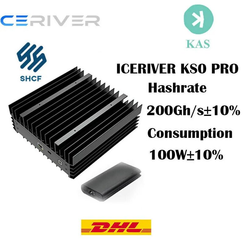 IceRiver-Appareil de minage KAS KS0 Pro Asic Kaspa, 200Gh/S, avec bloc d'alimentation, 2 pièces gratuites, nouveauté