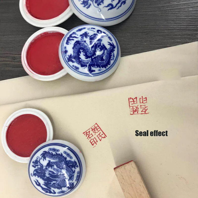 Kaligrafi dan pencetakan kotak tinta lukisan Tiongkok asli lumpur Inkpad segel gaya kuno merah Cinnabar cetakan minyak lumpur kastor Oil