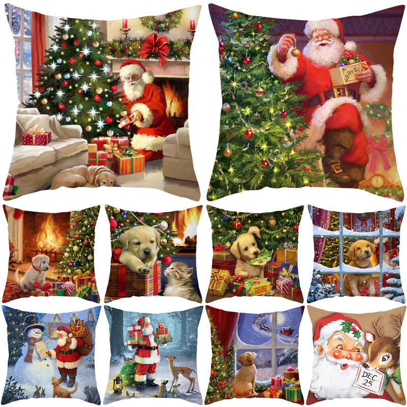 Capa de almofada de Natal para decoração, Feliz Natal, fronha, presentes de ano novo, 2023, 2023