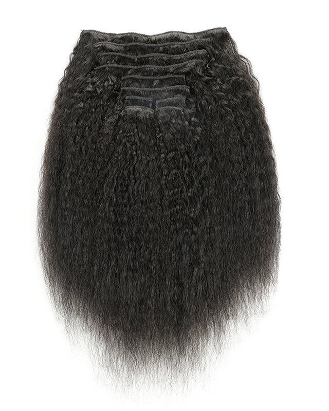 Extensions de Cheveux Humains Crépus Lisses à réinitialisation, Remy, Noir Naturel, Esthétique, pour Femme, 10 Pièces, 120g