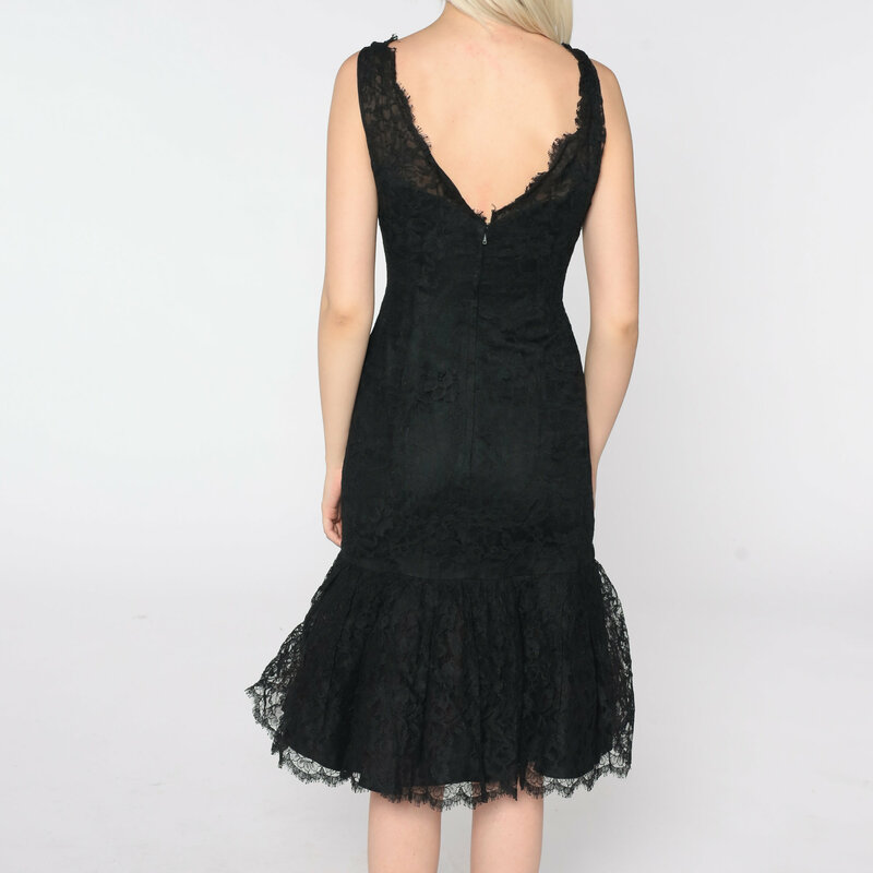 Alicerb – robe De soirée en dentelle noire, petite sirène, ourlet, Vintage, formelle, Sexy, cintrée, sans manches, nouvelle collection 2022