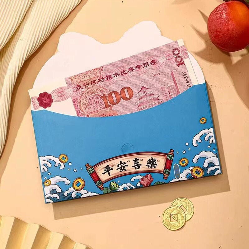 ซองจดหมายสีแดงตรุษจีน4ชิ้นซองจดหมาย2024กระเป๋าสีแดงซองจีนแดงซองเงินของขวัญฮองเปาเงินโชคดี