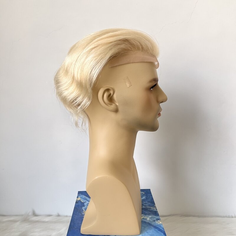 男性用の滑らかな人間の髪の毛のかつら,ヘアピース,合板,交換システム,613色,8*10