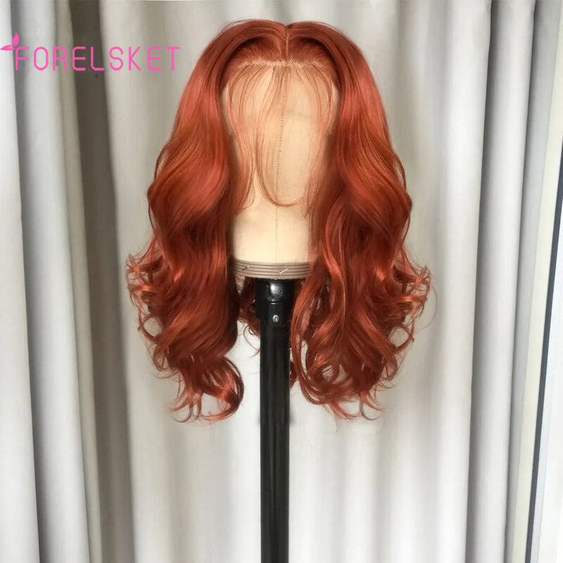 13x4 Body Wave Ginger Brown Short Bob Wigs For Women Human Hair HD Transparent Lace Front Human Hair Wigs 4X4 Lace Closure Wig