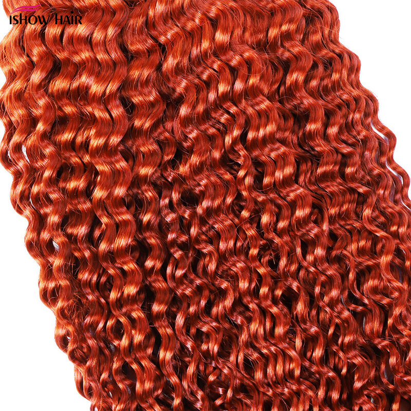 Extensiones de cabello humano brasileño para mujer negra, pelo de onda profunda de jengibre, 100% Remy, trenzado a granel