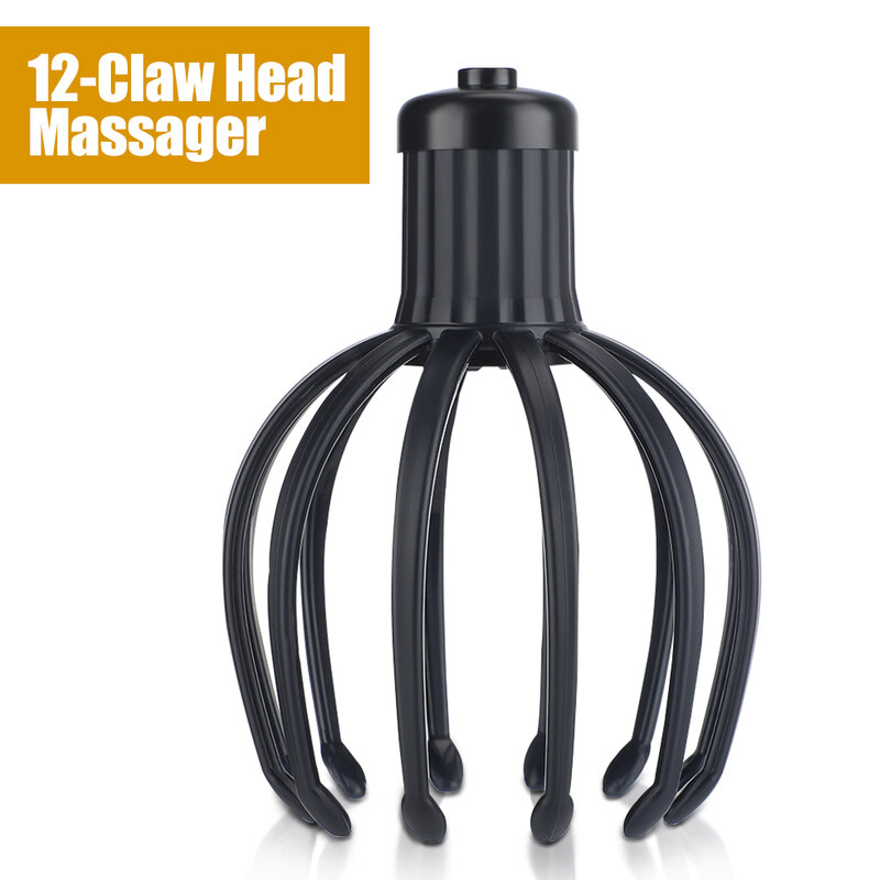 Electric Head Massager Fatigue Stress Relief Massager Rechargeable 12-Claw Instrument Head Acupoints Massage Scalp Care Device
