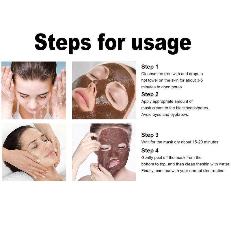 Jaysuing Peel Off Maske Schwarzen Kopf Entfernung Schrumpfen Poren Akne Nase Tiefen Reinigung Öl Steuerung Feuchtigkeits Gesicht Maske Hautpflege 80g