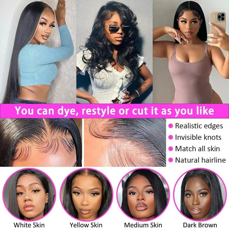 Easy Wear and Go Wig 4x4 Pre-Cut HD Lace Closure Wig 180% Human Hair Wig For Women Transparent Straight Lace Front Wig