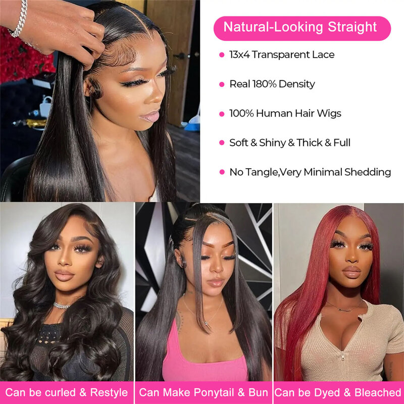 Lace Front Wig Human Hair Wig Without Glue Straight HD Transparent Lace Frontal Wigs Human Hair Lace Front Wig For Women