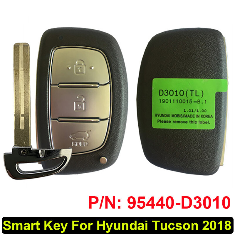 Clé intelligente d'origine pour Hyundai, CN020129, télécommande 3 boutons, 2018 MHz, puce 47, PN:95440-D3010, 433, D3010, 4.3 son 95440