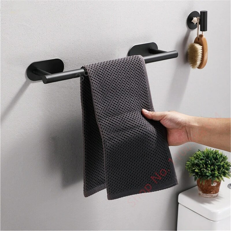 Wall Mount Toilet Towel Paper Holder Adhesive Black Silver Kitchen Roll Paper Stand Hanging Napkin Rack Bathroom Accessories WC