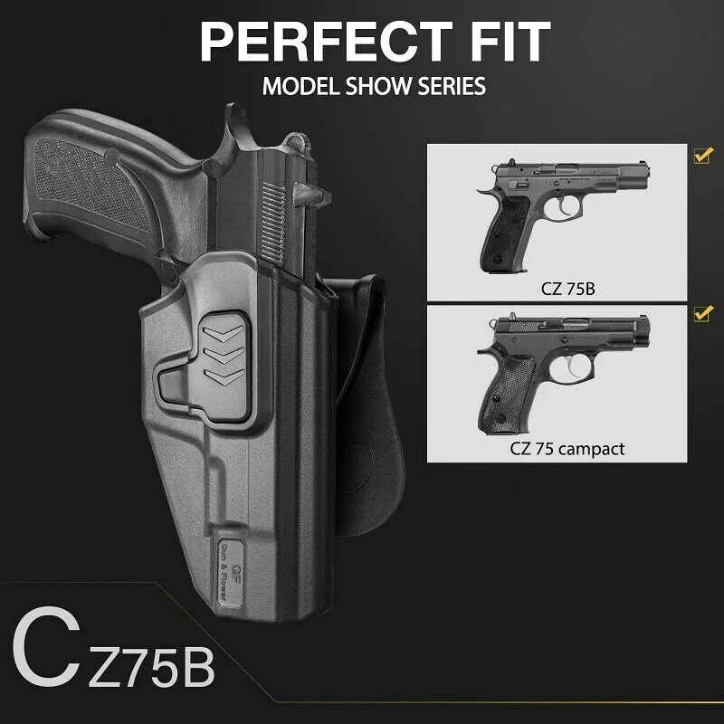 OWB Holster for CZ 75B 75 Campact, CZ P10C, CZ P09 Pistol Tactical Index Release Polymer Holster with Paddle Right Hand Gun Bags