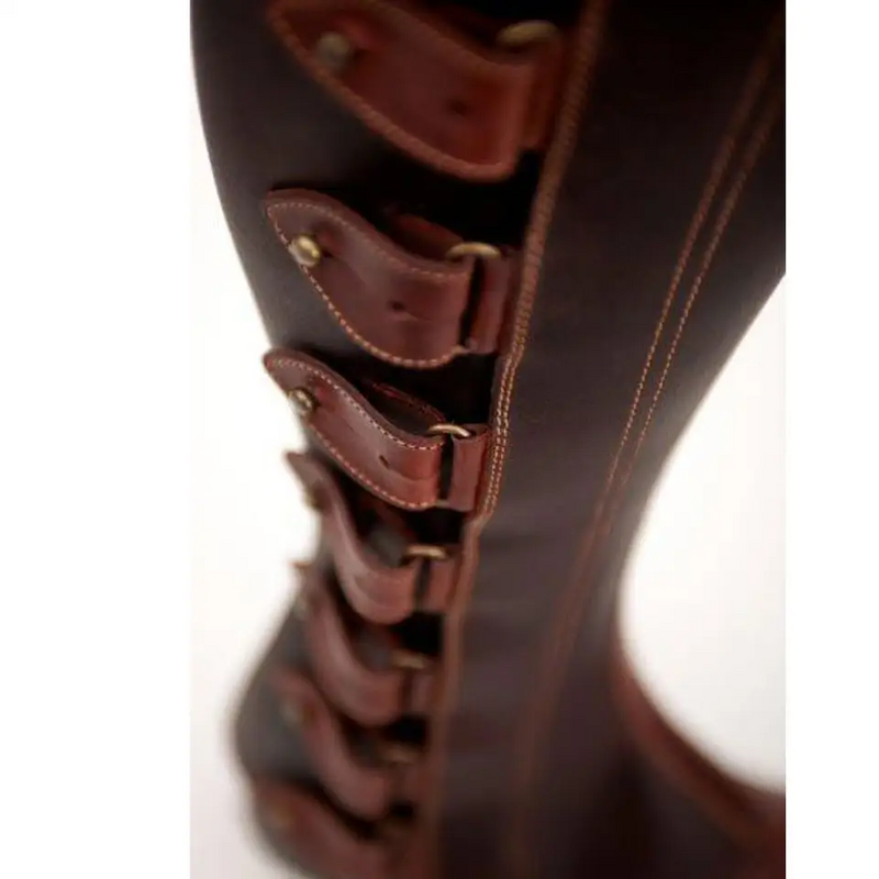 Abad Pertengahan Retro PU kulit pelindung kaki penghijauan Gaiter Viking Knight Kit sepatu pengendara penutup Boot untuk pria wanita kostum Cosplay Larp