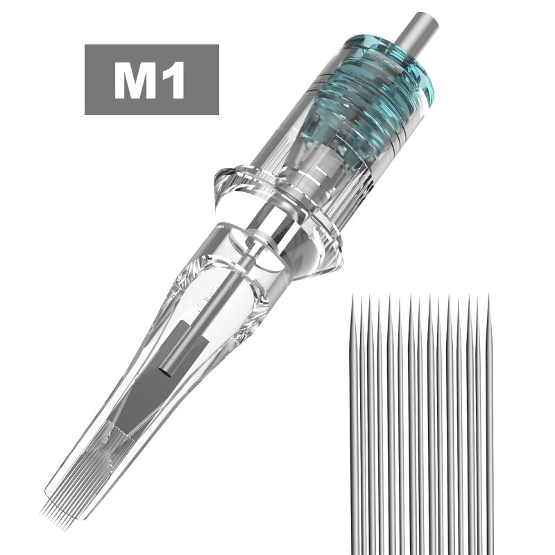 BIGWASP M1 Tattoo Needle Cartridges 0.30/0.35mm Transparent &Textured Needles for Cartridge Tattoo Machines & Grip 20Pcs/Lot