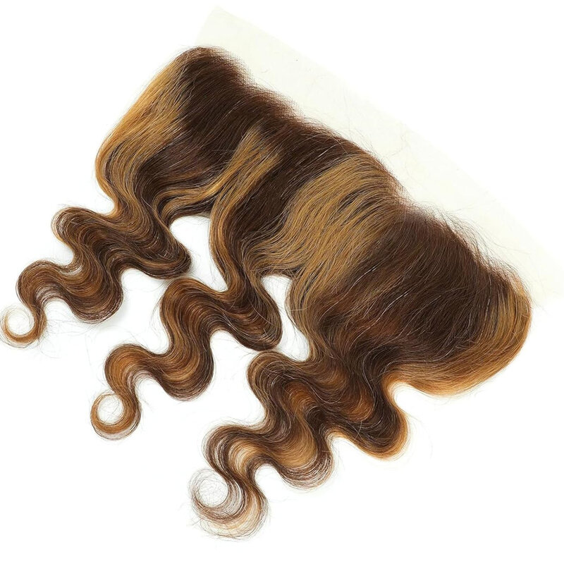 Fasci di capelli umani dell'onda del corpo con fasci di evidenziazione brasiliani frontali 13x4 Front P4 27 Ombre fascio di tessuto dei capelli umani con Closur