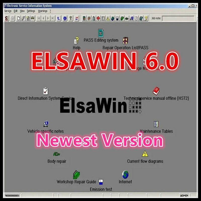 Elsawin 6.0自動車修理ソフトウェア、-udi、sk-oda、s-Seat、Hot、elsa win V-Wの最新バージョン、最大6.0